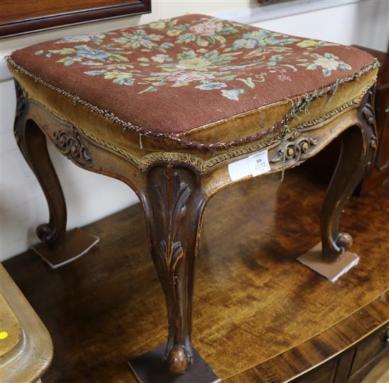 A Victorian walnut dressing stool, 1ft 8in.